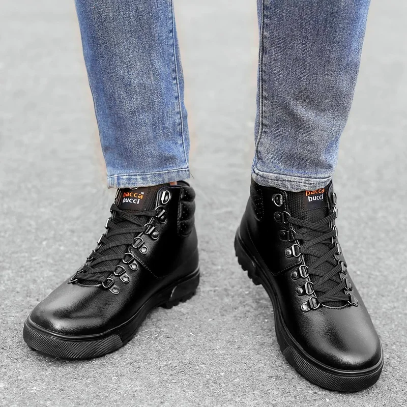Bacca Bucci Black Trooper Combat Derby Boots for Men | Best Price UAE